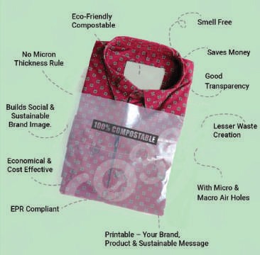 COMPOSTABLE GARMENT PKG. BAG